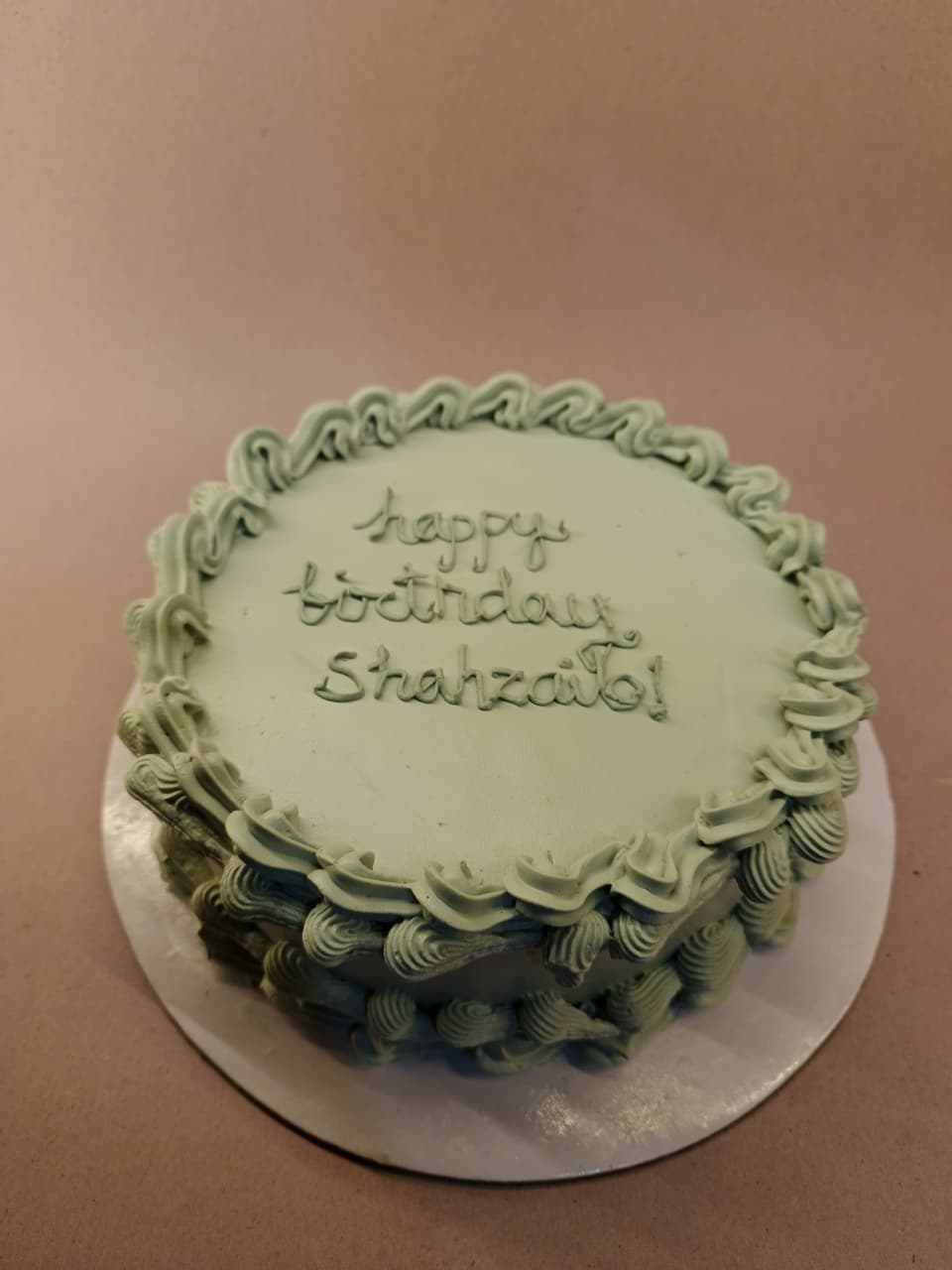 Mint green birthday cake