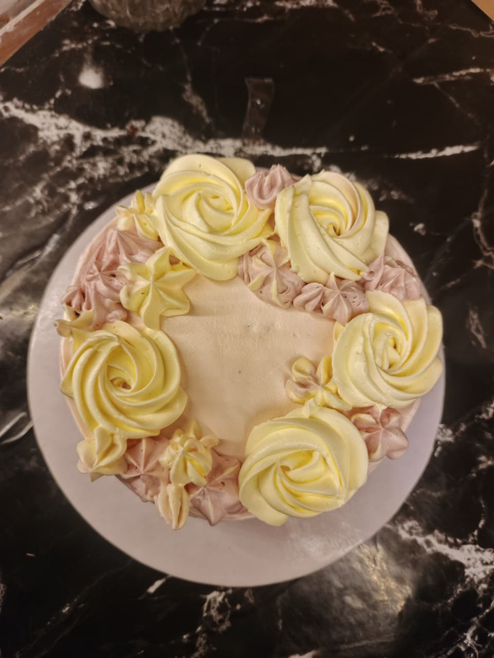 Floral marble buttercream cake